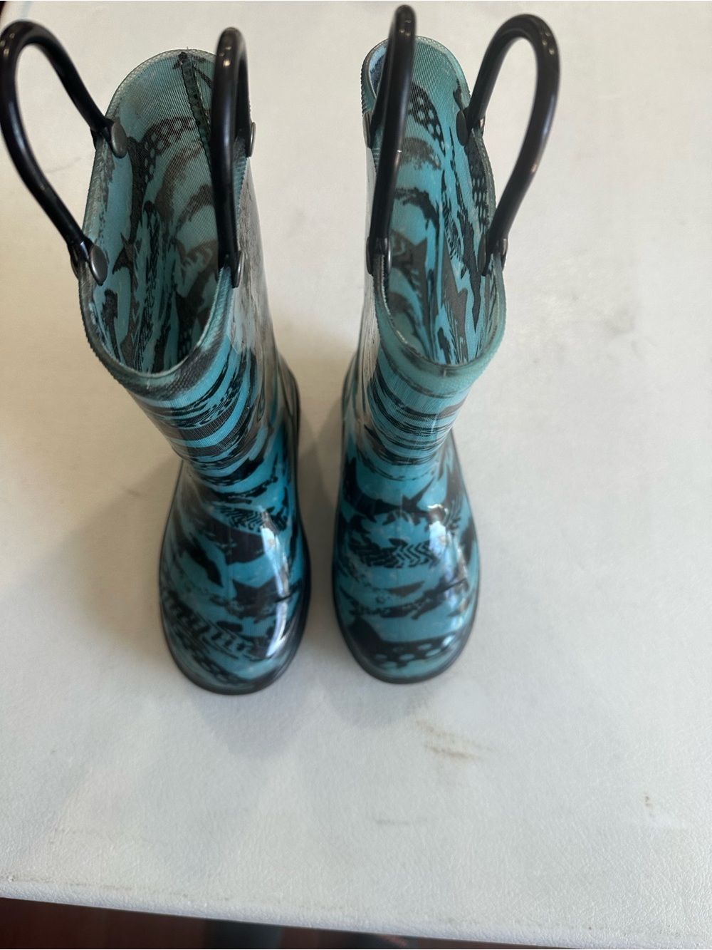 Member's Mark Blue & Gray Shark Patterned light up kids rain boots
